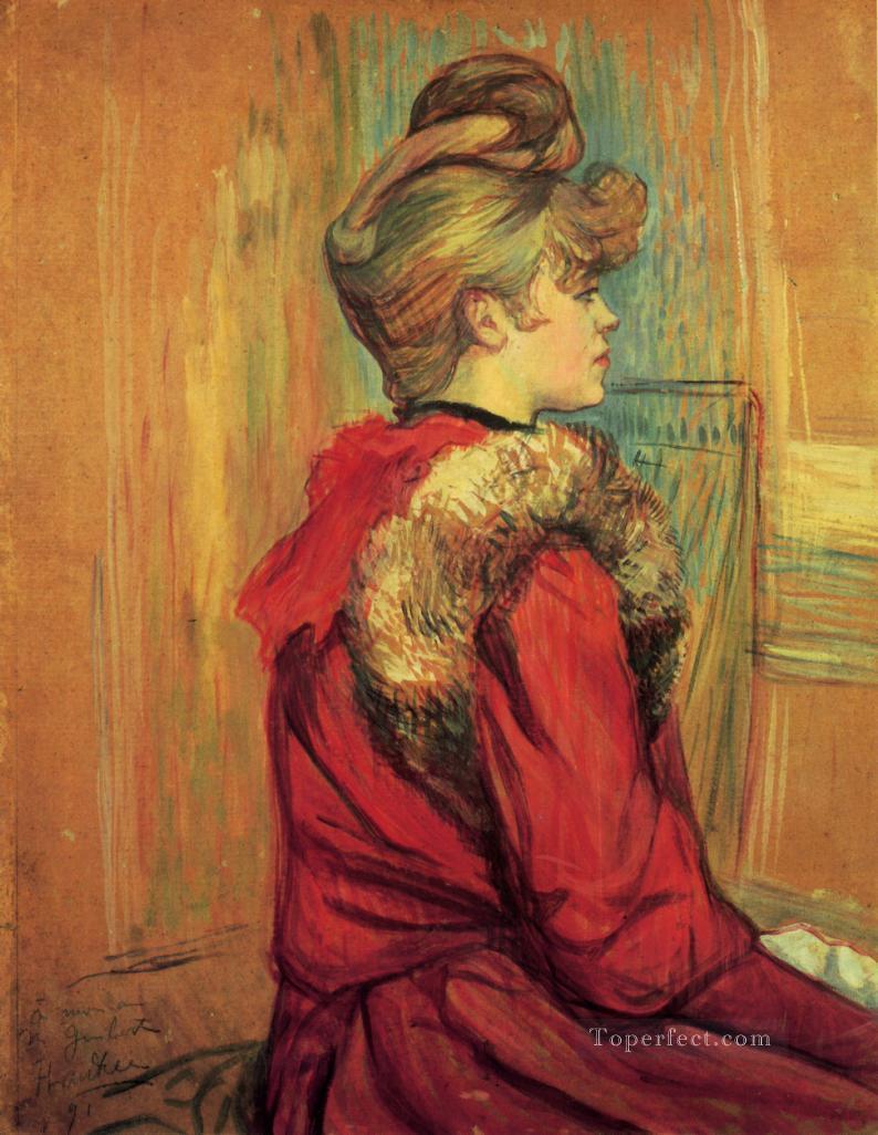 Chica con pieles Mademoiselle Jeanne Fontaine postimpresionista Henri de Toulouse Lautrec Pintura al óleo
